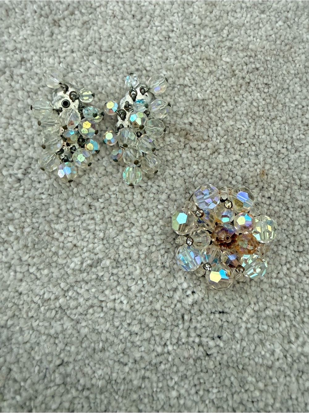Bead Clip-On Earrings and broach
